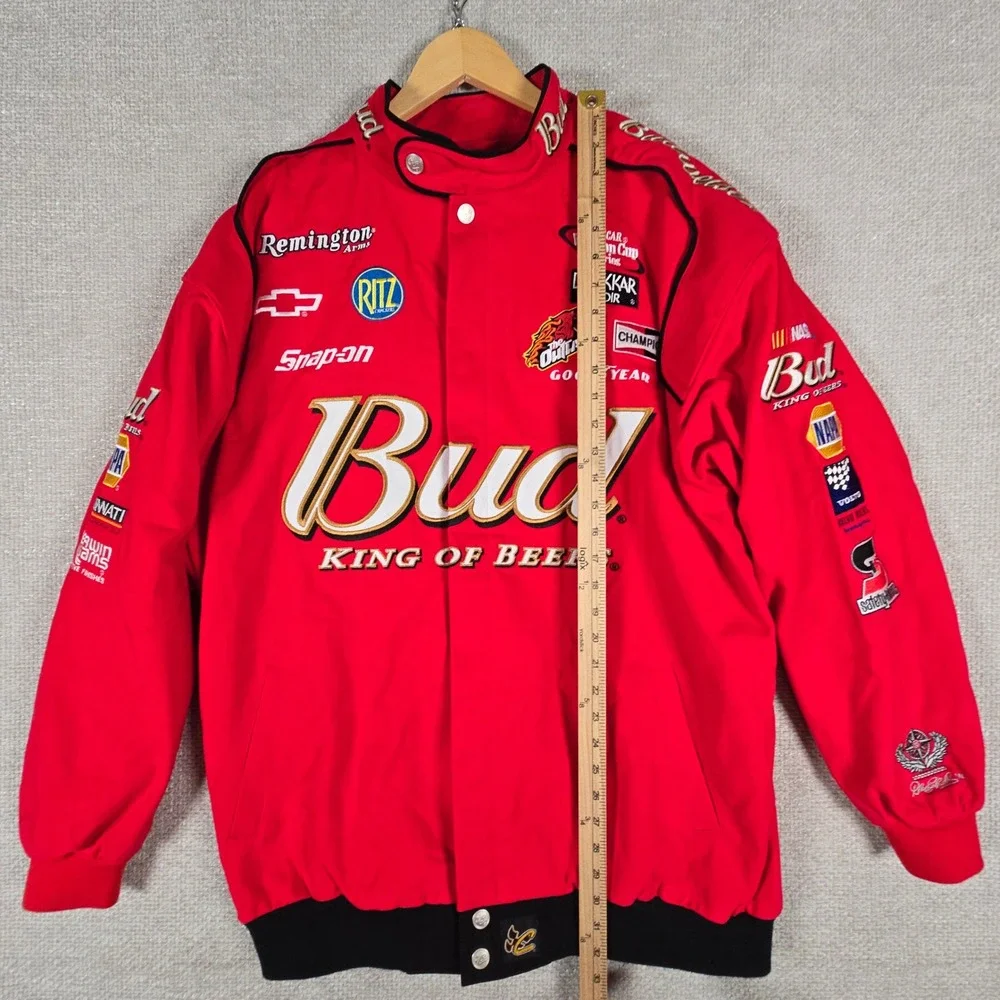 Chase Authentics Budweiser NASCAR Racing Jacket Red Cotton XXL Winston Cup Snap